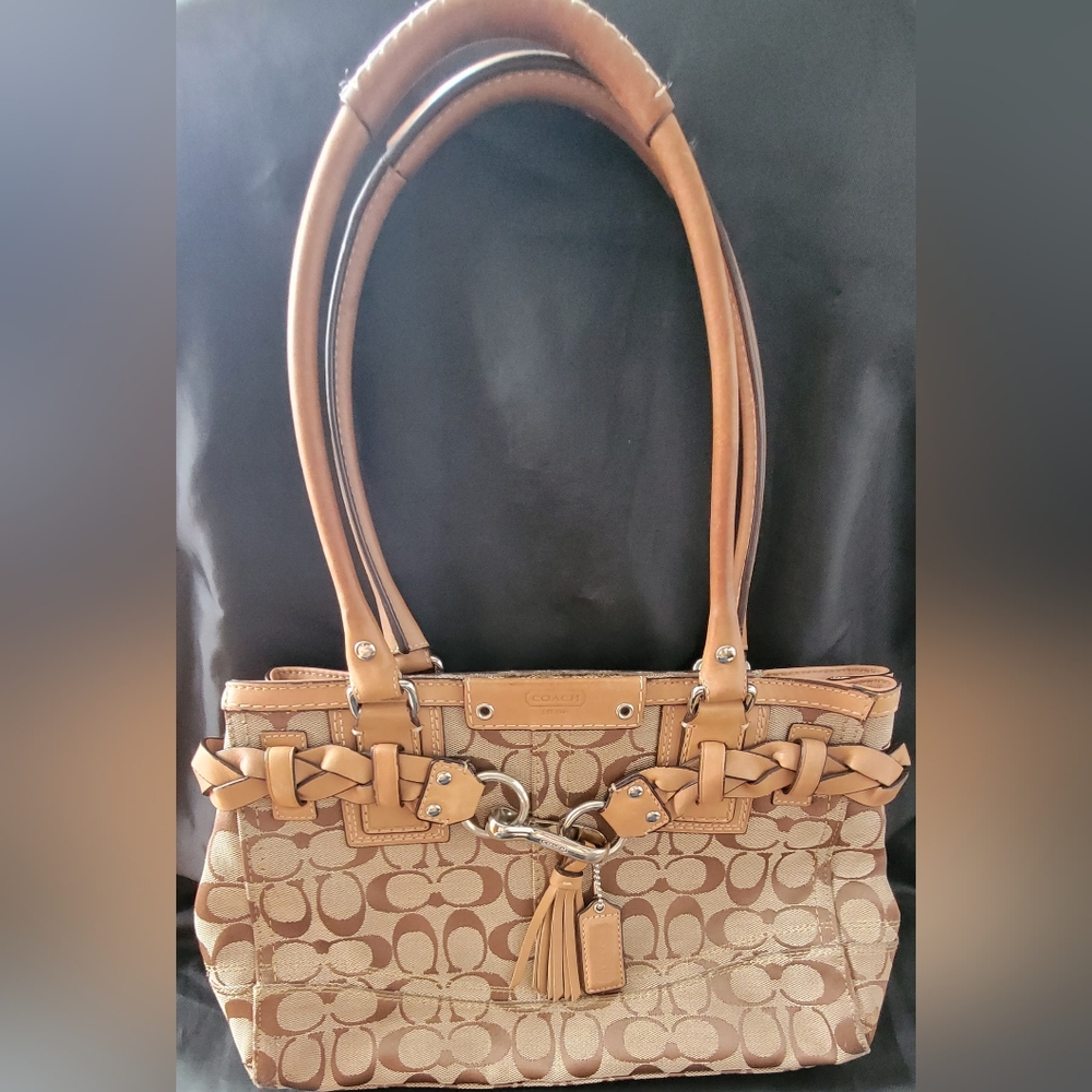 Coach Hampton canvas & leather bag